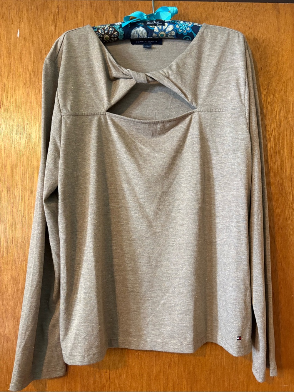 Tommy Hilfiger Taupe Twist-Front Long Sleeve Top XXL New without tag.